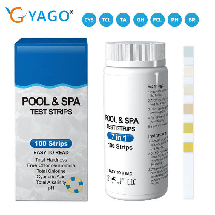rcyago-แบบพกพา100แถบ7-in-1ทดสอบสระว่ายน้ำแถบทดสอบน้ำ-ph-มิเตอร์คลอรีนมิเตอร์-cya-ทดสอบความแข็งรวมสำหรับสระว่ายน้ำ-สปา