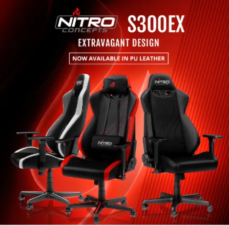 Nitro Concepts S300 Ex Gaming Chair Carbon Black Radiant White Stealth Black Inferno Red Lazada