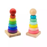 Early Educational Toys Wooden Rainbow Stacking Ring Tower Game Blocks Baby Montessori Toys Stacked toys for kids