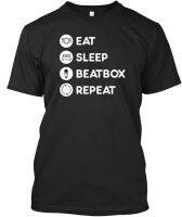 เสื้อยืดคอกลมตลกผ้าฝ้าย100% พิมพ์ลายแฟชั่นสำหรับ Beatboxing Eat, Sleep, Beatbox,ลายแฟชั่นคอกลมลำลองขาสั้น