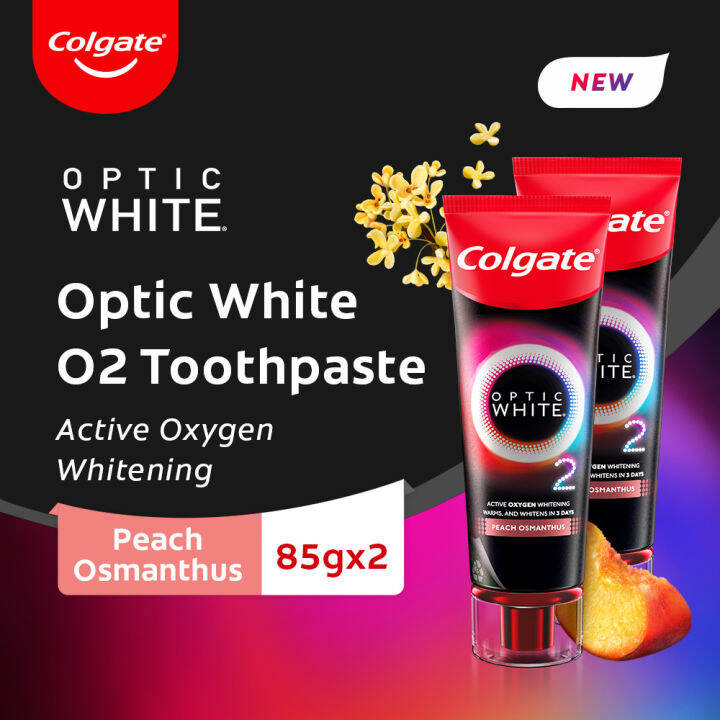 Colgate Optic White O2 Peach Osmanthus Whitening Toothpaste 85g [Bundle ...