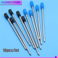 KLOMKZ 10 pcs/lot 0.5mm โรงเรียน ลายเซ็น สำนักงาน โลหะ แกนกลางปลายปากกา หมึกสีน้ำเงิน/ดำ ปากกาลูกลื่นแบบเติม