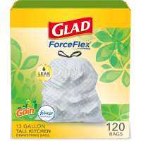 Glad ForceFlex Tall Kitchen Trash Bags, 13 Gallon, 120 Bags (Gain Original Scent, Febreze Freshness)