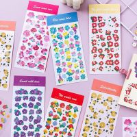 Mohamm 1 PC Spring Flowers Stickers Aesthetic Scrapbooking Stationery School Supplies Stickers Labels