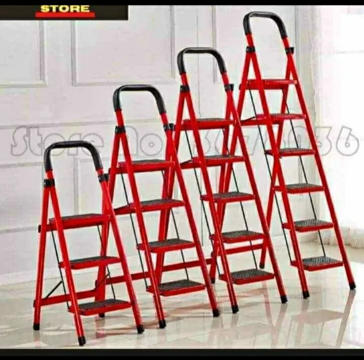 Stainless steel 3-4-5-6 Steps Ladder ladder red color, foldable ...