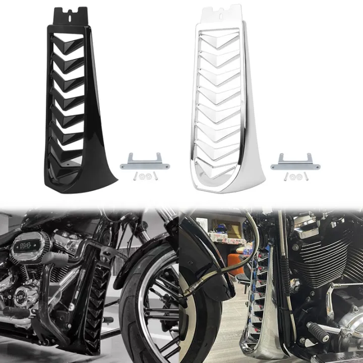 Black Chrome Motorcycle Front Lower Radiator Cover Chin Fairing Spoiler