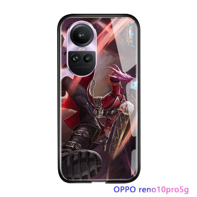 ซีรีส์เกม OPPO Reno10มือโปร5G สุดหรู MLBB เคสมือถือเกมมือถือสำหรับเด็กชายกระจกนิรภัยมันวาวเคสโทรศัพท์ปังปัง Legendst