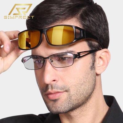 SIMPRECT Myopia Polarized Sunglasses For Men 2022 Luxury Brand Designer Rectangle Sun Glasses Vintage Night Vision Square oculos