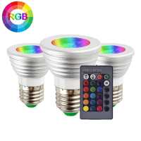 》หลอดไฟ LED ไฟสปอร์ตไลท์ RGB E27 110V 220V 5W,รีโมทคอนโทรลตกแต่งบ้านแสง RGB วันหยุดสี + รีโมทคอนโทรล