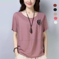 BLOUSE Plus Size Loose T-shirt Women Short-sleeved Blouse Korean Printed T-shirt