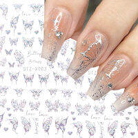 Sliver Butterfly Nails Art สติกเกอร์ Hollow Snake Dragon Stars 3D Decal เล็บ Holographic Bronzing Slider ตกแต่งเล็บ