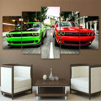 No Framed 5 pieces Dodge Challenger SRT Hellcat Car Home Decor Modular Pictures Modern Canvas Paintings Printed Posters Wall Art