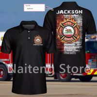 2023 new design- Personalized Custom Name Proud American Firefighter Maltese Cross California Republic Polo Shirt V