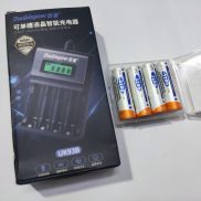 Màn Hình Báo Đầy Tự Ngắt Sạc USB UK93B và 4 Pin Sạc NiMh AA 3200mAh 1.2V