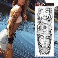 【hot】✲卐♟  Large Arm Sleeve Buddha Shakyamuni Temporary Tatto Sticker Geisha Fake Tatoo Men