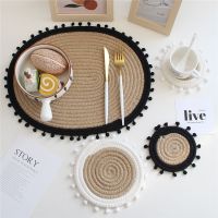 【CW】 Cotton Rope Placemat Hand Woven Table Mats Round Drink Coaster Cup Bowl Insulation Pot Holder Accessories