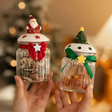 2pcs/6pcs Christmas Candy Jar, Christmas Tree Shape Biscuits Bottle,  Plastic Christmas Tree Sweet Jars, Sealed Jar, Tea Bottle, Snack Storage  Jar, Foo