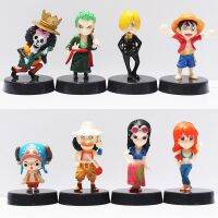 【SALE】 tangticarans1972 ตุ๊กตาหุ่น Pvc แบบมินิน่ารัก8ชิ้น/ล็อต5ซม.,ลายอนิเมะ OP Luffy นามิ Usopp Robin Chopper Sanji Zoro Brook พร้อมด้วยฐาน