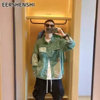 EERSHENSHI แจ็คเก็ตดีไซน์ลำลองทรงหลวมเสื้อแจ็คเก็ตผ้ายีนส์มีปกคอมีสไตล์