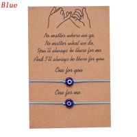 []2PcsSet Blue Evil Eye ided Rope Charm celets Diy Adjustable Jewelry Gifts (With Card)