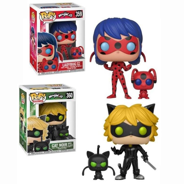 Funko pop Miraculous Ladybug With Tikki#359 Cat Noir With Plagg Action ...