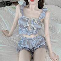 【jw】♈☇  Crop Pajama Sets Design Lounge Wear Breathable Ins Fashion Ulzzang Hot Grils Backless