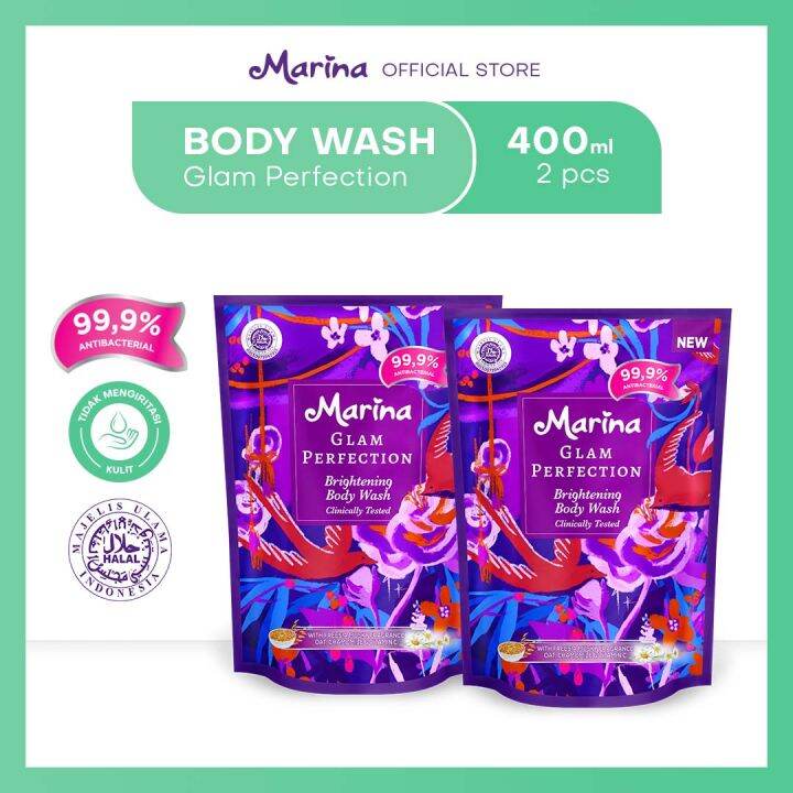 Twin Pack Marina Brightening Body Wash Refill 400 ML Glam Perfection