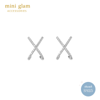 Miniglam X Crystal B Stud Earrings ต่างหูคริสตัลกากบาทสีเงิน S925