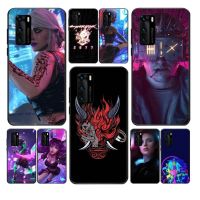 เคส Cyberpunk สำหรับ Mate 40 30 10 Lite 9 8 5T ที่ครอบสีดำนิ่ม Y7p