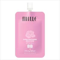 Mille บีบีครีมซองชมพู Super Whitening Gold Rose BB Cream No.​01/02 Silky Ivory สำหรับผิวขาวสว่างกระจ่างใส 6g. [แบบซอง]