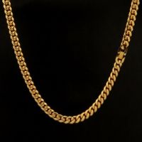 Upingi-cuban Link Chain สร้อยคอ18K Men Gold Plated stainless STEEL Miami curb cuban Link chainc474or