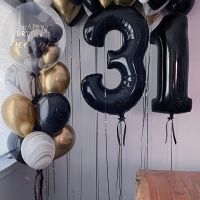 2pcs 40inch Black Figure Number Foil Balloon 11 30 40 50 Banner Anniversary Birthday Party Decoration Baby Shower Ballon Globo