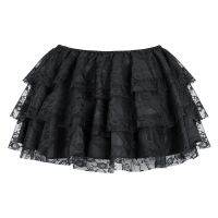 ROK Mini สามชั้นสำหรับผู้หญิง1กระโปรงจีบลูกไม้มีระบายกับโชว์กระโปรงลายลูกไม้หญิงสาวกระโปรงปาร์ตี้การแข่งขัน S-6XL รัดตัว