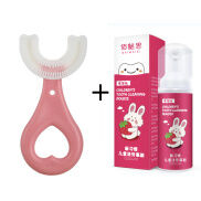 Combo Bàn Chải Chữ U Silicon Và Kem Đánh Răng Dạng Bọt Cho Bé