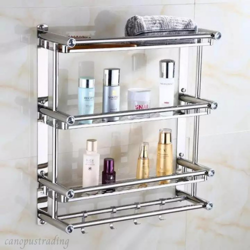 Best Seller Stainless Steel 3 LAYERS SHOWER RACK Wall Mounted Space ...