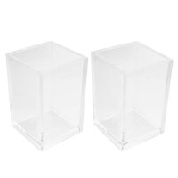 Acrylic Pen Holder 2 Pack,Clear Desktop Pencil Cup Stationery Organizer for Office Desk Accessory