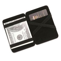 Slim Magic Money Clip Leather Wallet With Elastic Band Purse Business Credit Card Case (Black Brown Coffee)