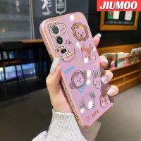 เคส JIUMOO เคสสำหรับ Vivo Y76s Y76 5G เคสลายการ์ตูนดีไซน์ใหม่สัตว์แบบเรียบง่ายเคสโทรศัพท์ชุบหรูหราลวดลายขอบสุดสร้างสรรค์เคสนิ่มป้องกันเคสกันกระแทกเลนส์กล้องถ่ายรูปคลุมทั้งหมด