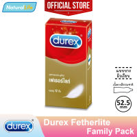 Durex Fetherlite Condom "กล่องใหญ่" ถุงยางอนามัย ดูเร็กซ์ เฟเธอร์ไลท์ ผิวเรียบ บาง ขนาด 52.5 มม. 1 กล่อง (บรรจุ 12 ชิ้น)