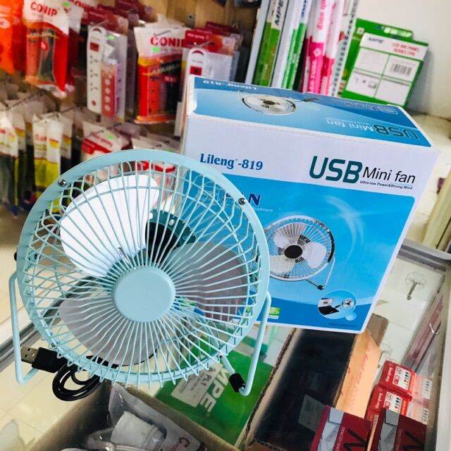 Quạt mini USB Fan Lồng Sắt Lileng 819, có 3 màu, xoay 360 độ Chính