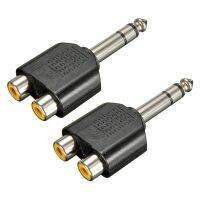 2X 6.35mm 1/4 Inch Male Stereo to 2 Dual RCA Female Y Splitter Audio Adapter Converter