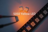 【】 First Follow Shop 100ชิ้น5050เอสเอ็มดี LED ชิพสีเหลืองสว่างเป็นพิเศษ60mA DC 2V Sur Mount ไดโอดเปล่งแสงส่วนประกอบอิเล็กทรอนิกส์โคมไฟ LED