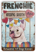 French Bulldog Kissing Pavilion ระวังสุนัข Kissing แรงบันดาลใจตกแต่ง Home Bar Cafe Retro โลหะดีบุกป้าย Plaque โปสเตอร์ New