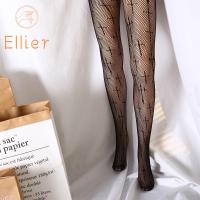 ELLIER อินเทรนด์ บาง กอธิค สุภาพสตรี โลลิต้า Jacquard ถุงน่องตาข่าย Cross Pantyhose ถุงน่อง ถุงน่องผู้หญิง