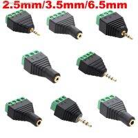 ▦✐❡ 1pcs 2.5/3.5mm/6.5mm 3 4 Pole Stereo TRRS Audio Video Male Plug To 3Pin 4Pin Screw Terminal Connector Adapter Female