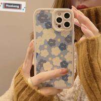 HUALANG เคสนิ่มลายดอกไม้น่ารักสีฟ้าสีลูกอมลายดอกไม้สำหรับ iPhone 13Pro Max ฝาครอบโทรศัพท์ฝาหลังเคสโทรศัพท์มือถือป้องกันโทรศัพท์สำหรับ iPhone TUP เคสโทรศัพท์