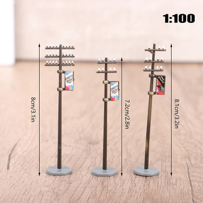 1:42/1:87/1:100โมเดลเสาไฟฟ้าสายสำหรับอุปกรณ์เสริมรถไฟไมโครแลนด์สเคป