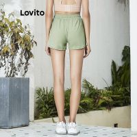 Lovito Summer Knot Casual shorts L02042 (BlackGreenBlueGrayPinkRed) Lovito Celana Pendek Musim Panas Kasual Model Knot L02042 (HitamHijauBiruAbu-abuMerah JambuMerah)