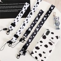 Cute Black and White Bear Cartoon Lanyard for keys phone lanyard Mobile Phone Straps ID Card Keychain Lanyard Wrist Neck Strap