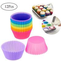 6/12Pcs Silicone Cupcake Mold Bakeware Cupcake Liner Reusable Muffin Baking Nonstick Moulds Kitchen Baking Accessories Random Bread Cake  Cookie Acces